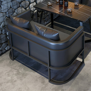 Moderne Design-Barhocker Restaurant-Stühle Möbel Leder-Ecksofa Sitzgruppe VIP-Lounge Club-<span class=keywords><strong>Sofa</strong></span> U-L-Form Schwarz - Product Image 5