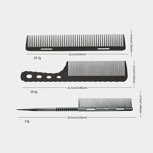 Peignes de coiffure professionnels <span class=keywords><strong>pour</strong></span> salon, ensembles de 3 pièces, peigne à cheveux <span class=keywords><strong>pour</strong></span> femmes, peigne à cheveux en aluminium <span class=keywords><strong>pour</strong></span> hommes - Product Image 3