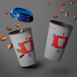 LOKYO شعار مخصص 7oz 12oz 16oz الشاي القهوة معزول كوب ورقي للاستعمال مرة واحدة مع غطاء غطاء ل الساخن الشرب