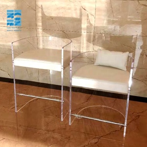 Claro acrílico redondo café silla sin almohada volver transparente silla contra taburete acrílico Silla de comedor - Product Image 5