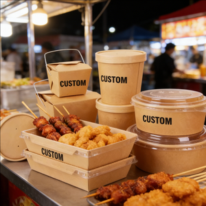 Stackable Disposable Food Compartment Fast Food Takeaway Containers Paper Round Paper <b>Box</b> For <b>Cookies</b> <b>Box</b> Eco Friendly OEM ODM - Product Image 4