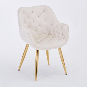 Tufted <strong>Velvet</strong> Armchair with Metal Legs Modern Accent <strong>Chair</strong> for Living Room Bedroom Home Furniture <strong>UK</strong> Market - Product Image 3