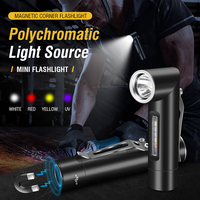 Lampe torche LED Boruit 500 lumens, étanche IPX5, UV, portable, rechargeable, avec lumière de travail à 90 degrés et aimant