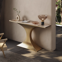 Table console d'entrée de luxe pour salon, design élégant, plateau en marbre, base en métal, BTCT001, pour la maison ou l'hôtel