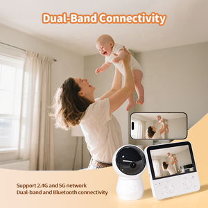 5MP 베이비 모니터 5.5인치 디지털 디스플레이 1080p 해상도 양방향 오디오 야간 투시 듀얼 뷰 OEM ODM 카메라가 장착된 베이비폰 - Product Image 2