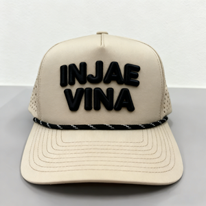 Casquette de golf OEM 100% polyester de haute qualité, imperméable, casquette de camionneur, trous découpés au laser, 5 panneaux, broderie personnalisée, casquette sportive perforée - Product Image 1