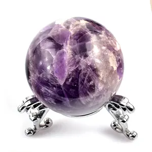 Высококачественный натуральный камень на заказ, кристаллы рейки, сфера, Исцеляющие мечты, кристаллы аметиста для здоровья и подарков