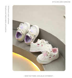 Scarpe da ginnastica da bambina, scarpe <span class=keywords><strong>bianche</strong></span> per bambini, nuovo stile primavera 2026, scarpe casual da skateboard per bambini grandi, alla moda, in gomma. - Product Image 6