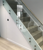 Rampe murale en verre avec poteaux de fixation pour terrasse et escalier, support de verre creux