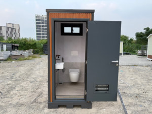Toilettes mobiles de luxe de style industriel moderne, salle de bain portable extérieure en panneaux sandwich pour jardin - Product Image 2