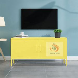 Meuble <span class=keywords><strong>TV</strong></span> scandinave blanc brillant en acier avec portes, multifonctionnel pour salon, divertissement à domicile, hôtel, atelier - Product Image 3