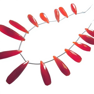 Premium Quality 8-Inch Strand Natural <b>Red</b> Onyx Faceted Long Drop Briolette <b>Beads</b> for Jewelry Making - Product Image 1