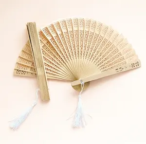 Personalized Sandalwood Hand Fan Wedding Favor Bridal Gift With Customize Logo Engraved Wooden Hand Fans Quality Folding Fan