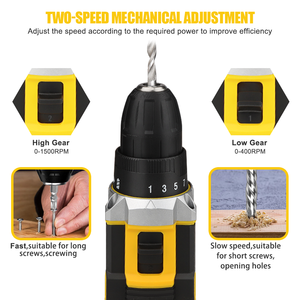 Juego de Destornilladores Inalámbricos de 20V CC, Taladro Eléctrico Multifunción con Carga de Batería para Uso en Construcción, Torque Variable de 30Nm - Product Image 2