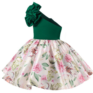 2022 Girls' Dresses New Girls' Slanted Shoulder Stitching Dress One Year <b>Old</b> Children's Dress - Product Image 5