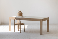 Meubles de style scandinave élégant, table à manger en chêne massif nordique, cadre en béton blanc, ensemble de table à manger classique 8 places
