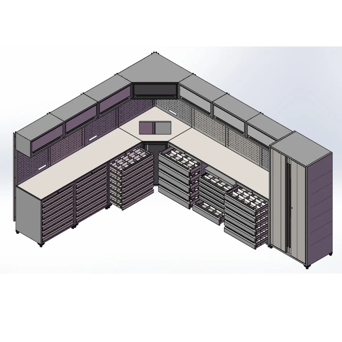 Garagekast Met Gereedschap Opslag Werkbank Gereedschapskar Gereedschap Trolley Werkplaats Metalen Kast L Vorm