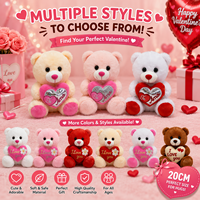 Grosir Langsung Pabrik Boneka Beruang Teddy Lucu dengan Aksesori Hati Bordir Custom OEM untuk Hadiah Hari Valentine