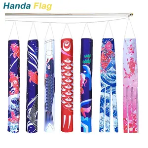 HanDa personnalisé japonais carpe manche à vent poisson drapeau cerf-volant drapeaux jardin cour décoration manche à vent drapeau