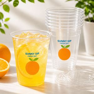 Gobelets à café et à thé jetables en plastique PET transparent de 98 mm avec logo personnalisé, vente en gros d'usine, qualité alimentaire, très demandés - Product Image 4