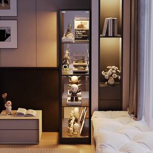 Vitrine haute autoportante en verre avec portes verrouillables, multifonctionnelle comme bibliothèque, casier à vin et vitrine à vaisselle - Product Image 2