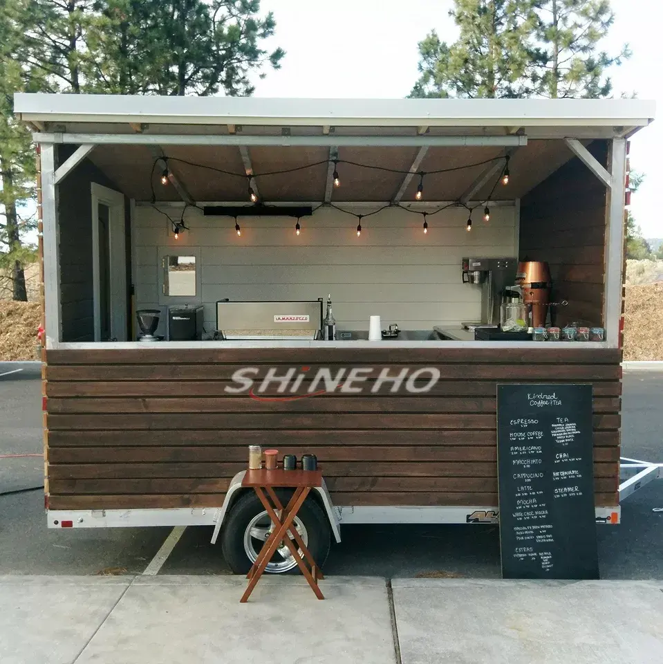 Shineho Outdoor Mobile Coffee Ice Cream Cart BBQ Catering Concession Street Vending Food Truck for Sale