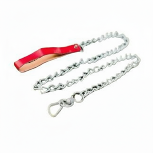 Laisse en chaîne pour chien en métal avec poignée rouge souple en acier - Product Image 1