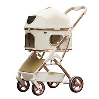 Poussette pliable en alliage d'aluminium léger à un clic pour animaux de compagnie, grande capacité, transporteur extérieur pour chats et chiens, idéal pour les voyages