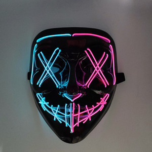 Máscara Luminosa <span class=keywords><strong>de</strong></span> PVC y Látex para Fiesta <span class=keywords><strong>de</strong></span> Baile <span class=keywords><strong>de</strong></span> Terror <span class=keywords><strong>de</strong></span> Halloween, Maquillaje para Eventos Nocturnos, Máscara LED en Forma <span class=keywords><strong>de</strong></span> <span class=keywords><strong>V</strong></span> con Luz Fría - Product Image 1
