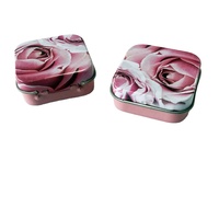 Portable personnalisé impression offset Mini couvercle à charnière carré finition brillante savon boîte cosmétique emballage en fer blanc