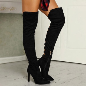 Tendance Mode : Bottes Hautes Sexy pour Femmes, Bottes Cuissardes à Demi-Zip Latéral, Grande Taille 43, Talon Fin et Haut, Bottines Longues - Product Image 4