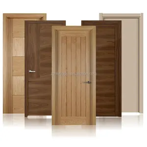 American Red Oak Swing Room Flush Hotel Internal Wood Door Design Mahogany Bedroom Entry Interior Wooden Door With Smart Lock