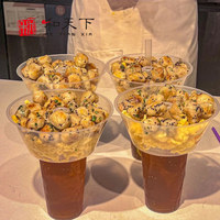 Bol à collation et gobelet à boisson en plastique PP de qualité alimentaire de 650ml avec couvercle plat pour salades boulettes de poulet frit