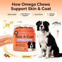 N4P-3 Soft Chews Saveur Canard Soutien Immunitaire Multivitamines et Probiotiques Riches en Protéines Supplément Apaisant pour Chiens