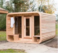 Sala de sauna de vapor de madera al aire libre personalizable para 2-4 personas con vestuarios