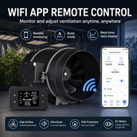 Ventilateur de gaine électrique 8 pouces en PP pour la ventilation des tentes de culture avec capteurs de température et d'humidité intégrés, contrôlable via application