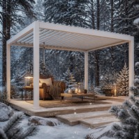 Kışa Dayanıklı Alüminyum Pergola Su Geçirmez Panjurlu Çatı Kamelyası Kar Yüküne Dayanıklı Modern Bahçe Pavyonu Toptan Fiyat Kiti