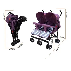 Nieuw Binnen Lichtgewicht Opvouwbare Kinderwagen Buggy Zij Aan Zij Tweeling Dubbele Baby Kinderwagens Kinderwagens Voor Tweelingen Baby Twee Zitjes