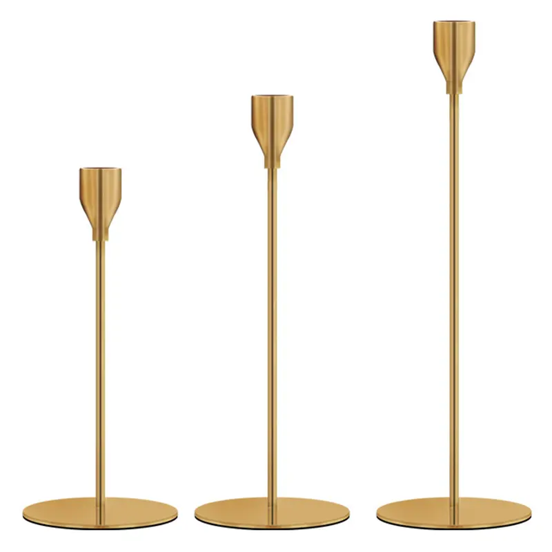 Cổ Điển Taper Kim Loại Chủ Sở Hữu Nến Vàng Nến Stick Đứng Bảng Centerpieces Candelabra Cho Đám Cưới Đảng Trang Trí