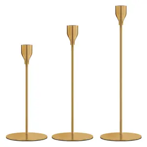 Bougeoirs en métal conique vintage support de bâton de bougie en or centres de table candélabres pour les décorations de fête de mariage