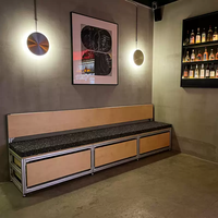 Banquette modulaire en contreplaqué de bouleau avec rangement et dossier pour restaurant et café