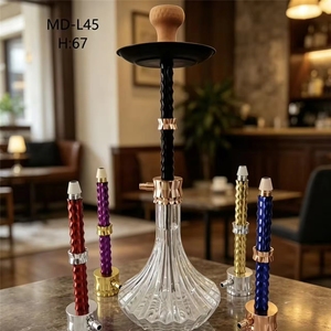 Chicha en verre cristal de 67 cm, style classique, avec tige torsadée givrée, remplaçable, avec 2 flexibles et prise japonaise - Product Image 2