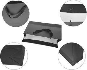 Bolsas de papel Kraft personalizadas de alta calidad, bolsas grandes de papel Kraft blanco <span class=keywords><strong>y</strong></span> negro con mango de cuerda, venta al por mayor - Product Image 2