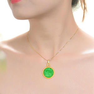 หยกธรรมชาติสีเขียวซากิริม จี้เงินแท้ S925 ประดับเงิน สำหรับผู้หญิง พร้อมใบรับรอง D1089 - Product Image 4