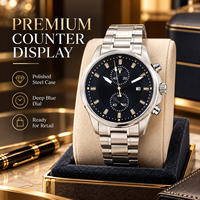 Montre chronographe à quartz pour homme avec logo personnalisé, bracelet en acier inoxydable, aiguilles lumineuses, affichage du calendrier, montre de sport et d'affaires, étanche