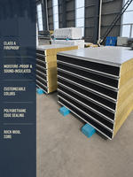 Panel Sandwich Logam Rock Wool Berlapis Polyurethane Industri untuk Dinding dan Atap Gudang, Tahan Api, Pasokan Langsung Pabrik