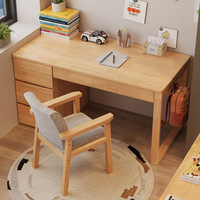 Bureau d'étude moderne en bois massif avec bibliothèque intégrée pour le bureau à domicile et l'utilisation des étudiants, adapté à la chambre à coucher, fabrication chinoise