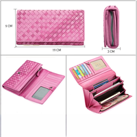 Tren Mode Baru Dompet Wanita Panjang Tenun Kulit Domba Hitam Multifungsi Tas Kulit Asli Dompet Wanita.