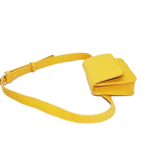 Kadınlar için PU deri kemer çanta koşu kemeri moda Fanny paketi bel çantası su geçirmez sarı bel paketi