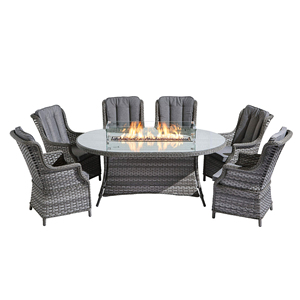 Aluminium Garden Furniture Patio Metal Rattan Armchairs <b>With</b> Round <b>Fire</b> <b>Pit</b> <b>Table</b> Outdoor Dining Set <b>With</b> <b>Fire</b> <b>Pit</b> <b>Table</b> JPD-103 - Product Image 3